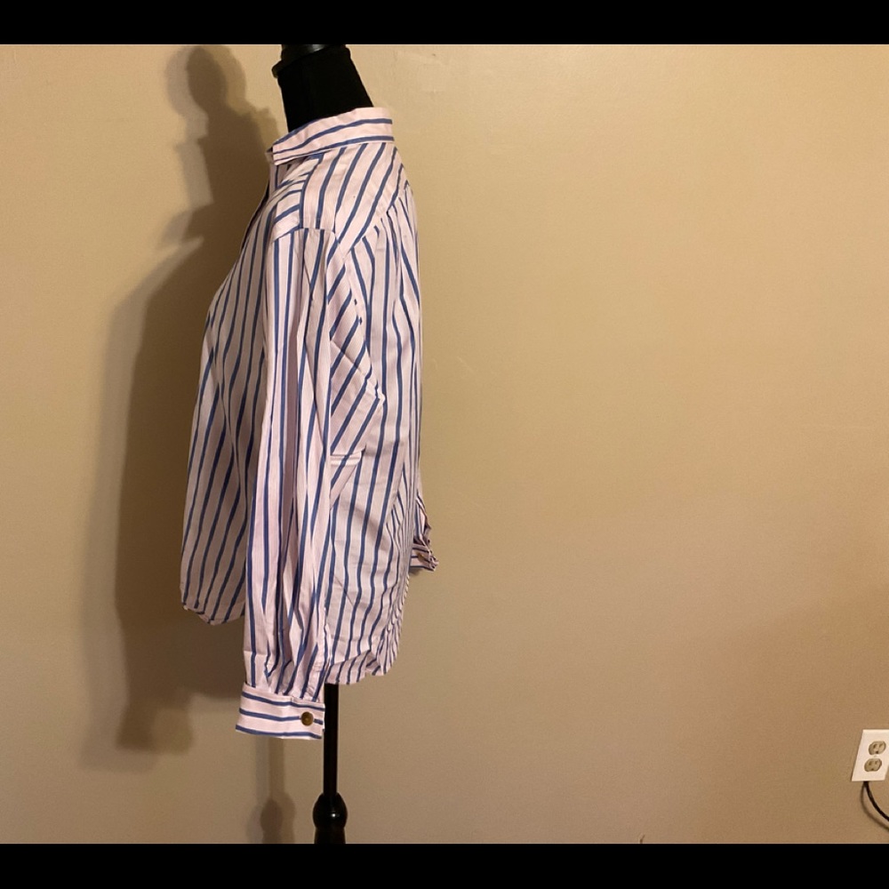 Saltare Purple and white striped cotton blouse size 10